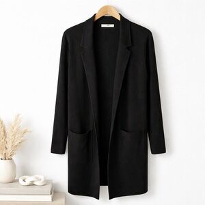 LOFT Outlet Black Open-Front Longline Cardigan Sweater – Size M